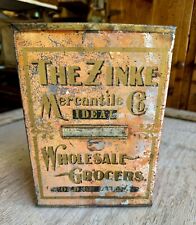 Antique Zinke Mercantile Store Tin Coffees & Spices - Advertising- Grocers picture