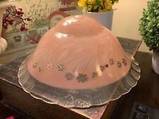 1920's~Three Chain~Ceiling/Hanging~Pompeian Pink~Frosted Bowl Shade~FREE SHIP~ picture