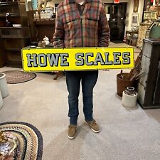 Vintage Howe Scales Advertising Yellow Porcelain Enamel Sign picture