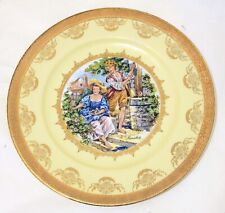 JKW Bavaria Courting Couple Gold Decorated Yellow Background Dinner Plate #D picture