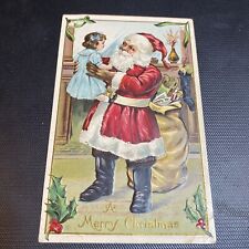 1900's Santa Holding a little girl Merry Christmas Postcard Series 227 B picture