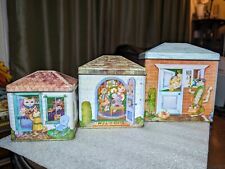 Vintage 1986 Set 3 Telaflora Day in the Life of a Cat Tins Nesting  Made Brazil  picture