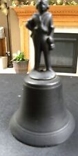 Vintage Cast Iron Black Bell with Young Man Handle  7