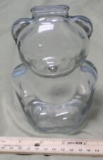 Vintage Clear Glass Teddy Bear Bank 6” picture