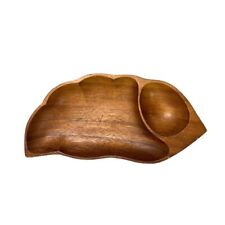 Vintage Leilani Monkey Pod Wooden Chip & Dip Hand Crafted Serving Bowl picture