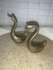 Vintage Pair of Solid Brass Swans Large 5” & 4” in height. picture