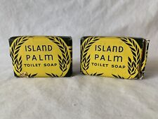 Wrisley Soap Bars 2 ISLAND PALM USA Made Soothing Oils Tropical Isles Vintage picture