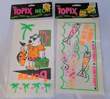 2 Topix Neon Easy Iron-on Transfers Piranha & Hot Polar New 1980s Vintage USA picture