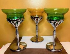 Vtg Farber Bros Cambridge Chrome Kraft Colored Wine Glasses 6
