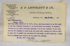 1898 E.P. Lippincoltt & Co. Baltimore MD Letterhead Letter picture