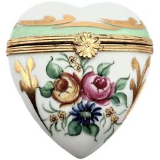 Vintage Artoria Limoges France Heart Shaped Hinged Trinket Box picture