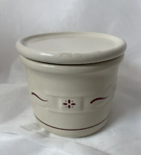 Longaberger Woven Traditions Red One Pint Crock & Lid  Ivory Made in USA picture