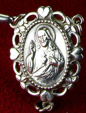 Carmelite Nun's Lourdes Pilgrimage Sterling Rosary Centerpiece Scapular Medal picture