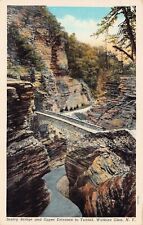 Watkins Glen Park NY New York Sentry Bridge Cascade Waterfalls Vtg Postcard A18 picture