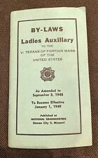 Vintage 1949 By-Laws Ladies Auxiliary Veterans of Foreign Wars US Booklet picture