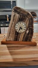 Vint 60 70s Petrified Wood Slab Lanshire Mantle Clock  Base picture
