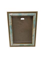 1990's Blue Green Floral Gold Trim Picture Photo Frame picture