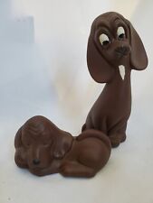 2 Adorable Brown Bassett Hound Figurines with Soulful Faces Vintage from 1975 picture