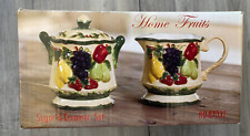 Casa Vero Sugar & Creamer Hand Painted Fruit🍎 🍇 🍌 🍑 By Ack Home Fruit picture