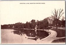 C1910 Crystal Lake Newton Centre MA Stone Break Wall Canoe DB Postcard picture