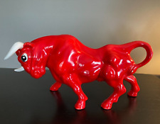 Vintage Olimco Ceramic Fighting Red Bull Figurine picture