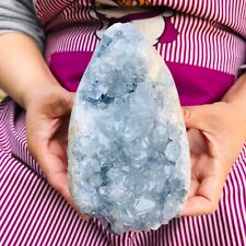6LB natural blue celestite geode quartz crystal mineral specimen healing picture