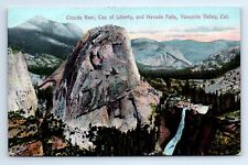 YOSEMITE VALLEY CA CLOUDS REST CAP LIBERTY NEVADA FALLS POSTCARD c.1910 picture