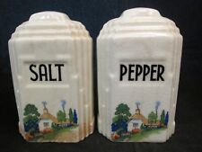 Harker Pottery Countryside Skyscraper Salt & Pepper Shakers Vintage - Rare picture