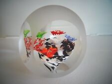 SIGNED J W Studio Art Glass Bouquet of FLOWERS FACETED PAPERWEIGHT Frosted picture