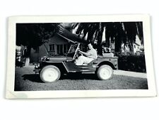 Vintage Original FOUND PHOTO Photograph Snapshot Old Jeep Front Lawn LA CA 1947 picture