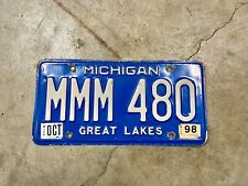 1998  Michigan License Plate Great Lakes Blue # MMM-480 picture