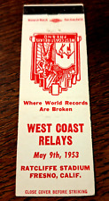Vintage Matchbook: 1953 West Coast Relays, Fresno, CA picture