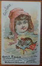 Trade Card 1880’s Gilt Edge Shoe Dressing Pretty Lady Whittemore Bros Cat picture