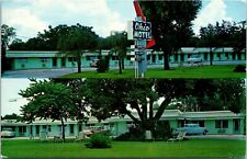 Postcard FL Leesburg Ohio Hotel Dual View Routes 27 & 441 Classic Cars 1969 S42 picture