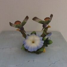 NEW Blue Morning Glory Double Hummingbird Figurine Nice Details Resin picture