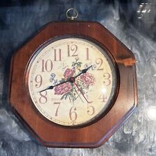 70s Style Wall Clock, 8 Sides Light Wood, Uses 1 AA Battery  picture
