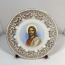 Vintage Crooksville China Gold Gilt Jesus Decorative 10 Inch Plate  picture