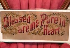 Antique Paper Punch Sampler BLESSED ARE THE PURE IN HEART Beatitudes Biblical picture