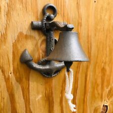 Nautical Ship Cast Iron Anchor Ringing Bell Wall or Post Mounted Seaman Dinner picture