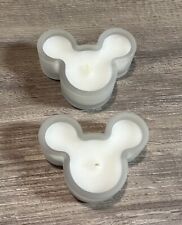 Set of 2 Vintage Disney~Mickey Mouse Frosted Clear  Glass Candles White~ Unused picture