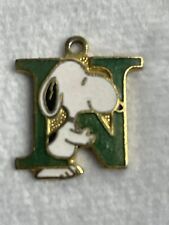 Snoopy Pendants Earrings Letter N Metal 1970s Vintage Peanuts NO WIRE picture