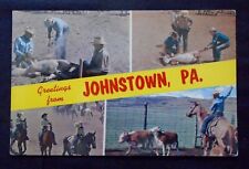 Greetings from Johnstown, PA, 4 views of cowboys at work, circa 1950's picture