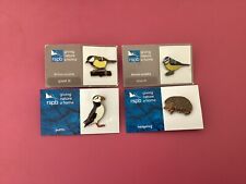 4 (FOUR) RSPB ENAMEL PIN BADGES … EACH NEW AND ITS DISCONTINUED RSPB CARD picture
