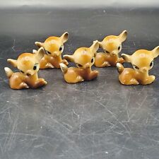 Vtg Lot 5 Hard Plastic Laying Spotted Fawn Deer Reindeer Bambi Christmas Figures picture