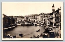 RPPC Venezia Ponte di Rialto Iconic Bridge in Venice, Italy VINTAGE Postcard picture