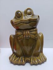 Vintage 1960s California USA Pottery Green Frog Cookie Jar MCM picture