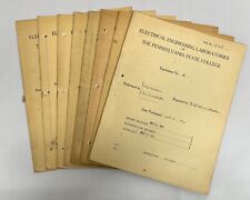 1916 Penn State College Memorabilia Electrical Engineering Lab Data Sheets picture