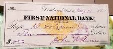 1880 Cancelled Check ~ First National Bank, DEADWOOD, DAKOTA TERRITORY picture