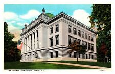 postcard Lee County Courthouse Dixon Illinois American Flag 9720 picture