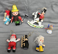 Vtg Assorted Lot of 7 Wooden Christmas Ornaments Taiwan Italy Denmark READ picture